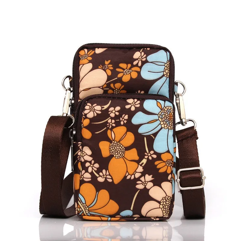 Korean Style Printed Nylon Mini Mobile Purses