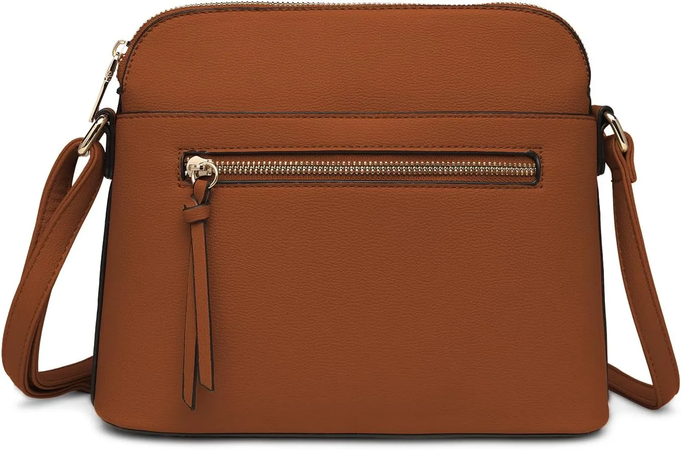 LA TERRE Small Crossbody Bag, Dome Shoulder Bag with Zipper Pocket Adjustable Strap