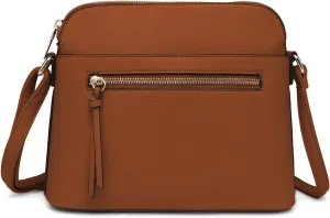 LA TERRE Small Crossbody Bag, Dome Shoulder Bag with Zipper Pocket Adjustable Strap
