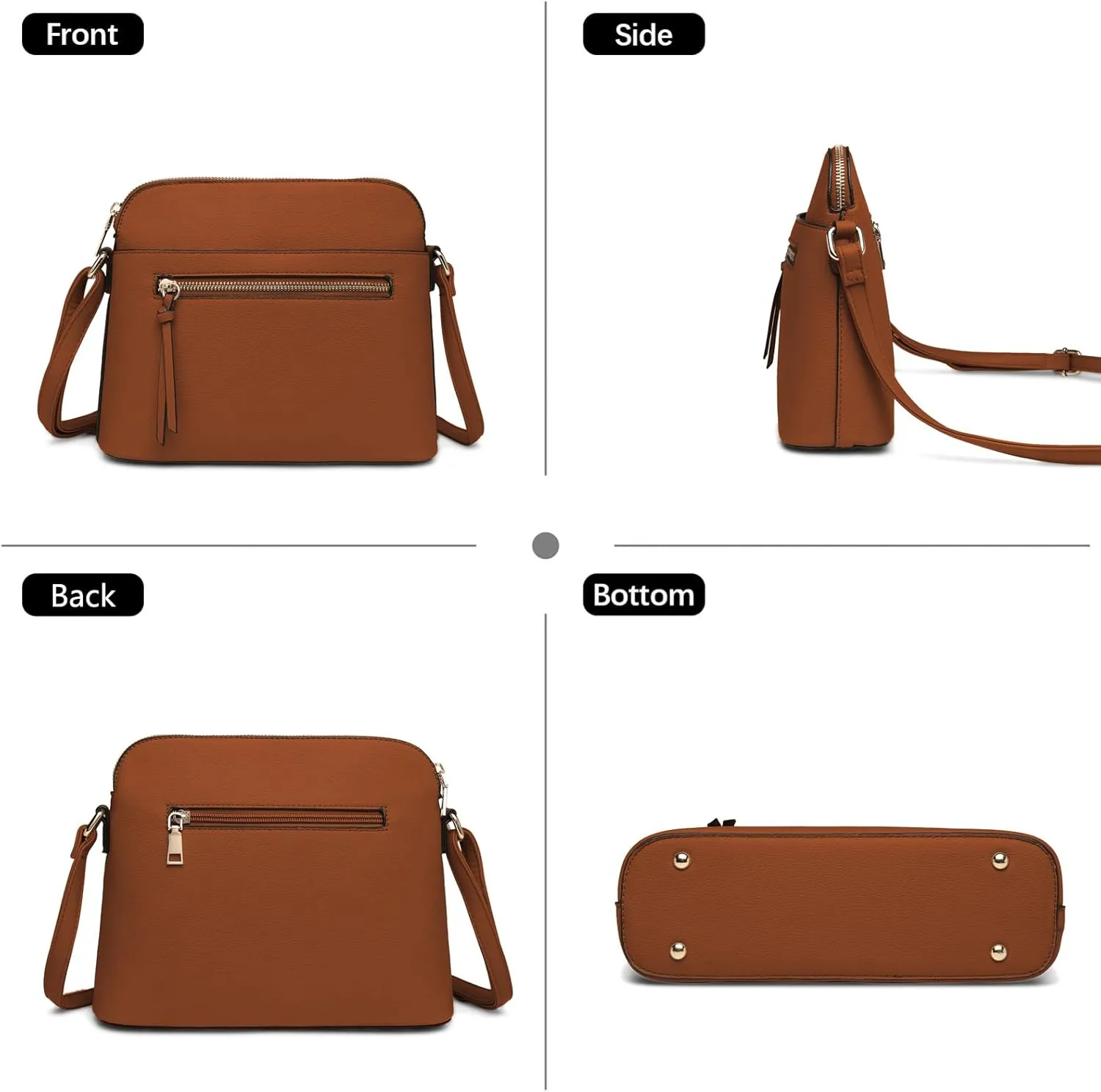 LA TERRE Small Crossbody Bag, Dome Shoulder Bag with Zipper Pocket Adjustable Strap