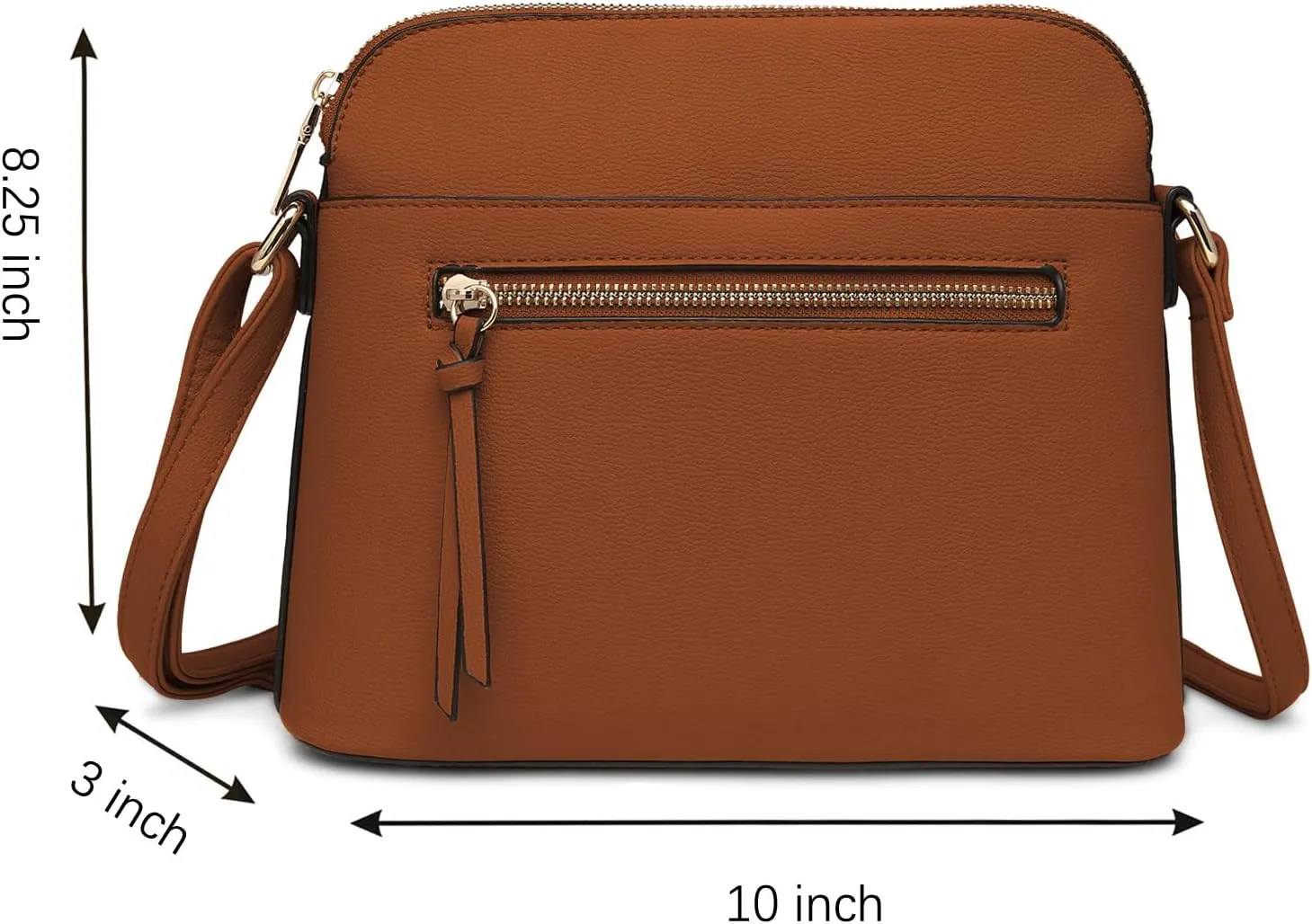 LA TERRE Small Crossbody Bag, Dome Shoulder Bag with Zipper Pocket Adjustable Strap
