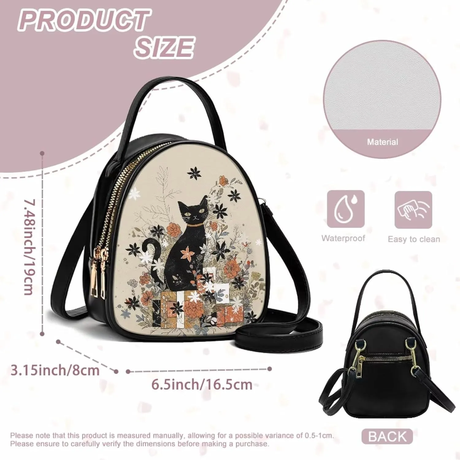 Ladies Double Layer Soft PU Leather Multi-Pocket Shoulder Bag Handbag Womens Crossboby Bag with Adjustable Strap