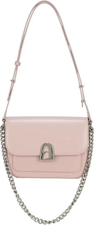 LAFESTIN Split Leather Shoulder Bag for Women - Elegant Crossbody Purse with Adjustable Leather Strap and Chain Strap