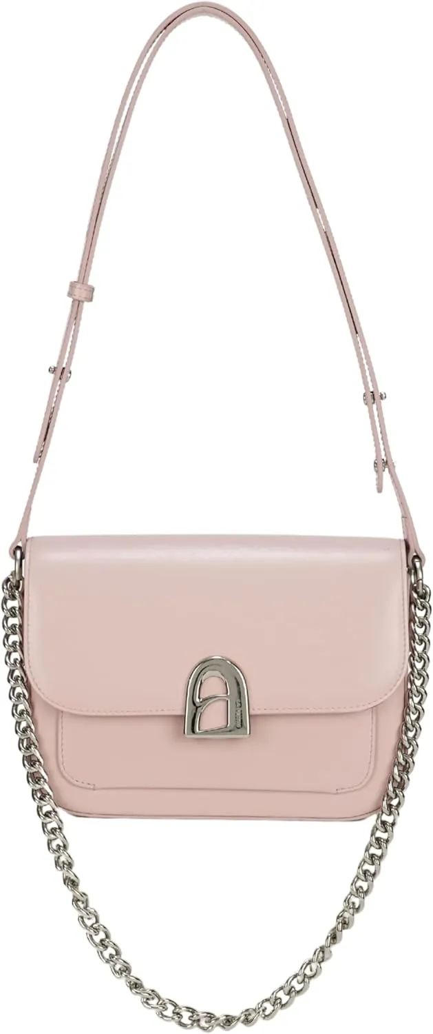 LAFESTIN Split Leather Shoulder Bag for Women - Elegant Crossbody Purse with Adjustable Leather Strap and Chain Strap