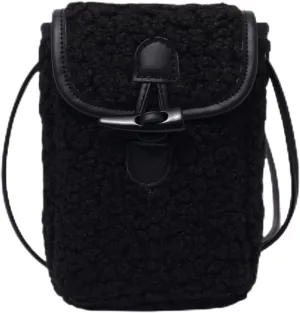 Lamb Fleece Phone Bag Wooly Bag Mobile Phone Bag Shoulder Crossbody Small Bag Female Autumn Winter Vintage Lamb Wool Bag