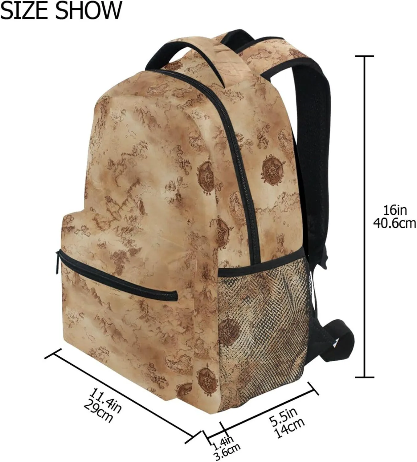 Laptop Backpack for Teenager Fashion Outdoor Backpack with Chest Strap Gift Men & Women Vintage Game Map