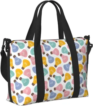 Laptop Tote Bag for Women Work - colorful Light Bulb Gym Bag for Women Men, Personal Item Crossbody Travel Bags Carry On, Overnight Weekender Bags for Women Travel