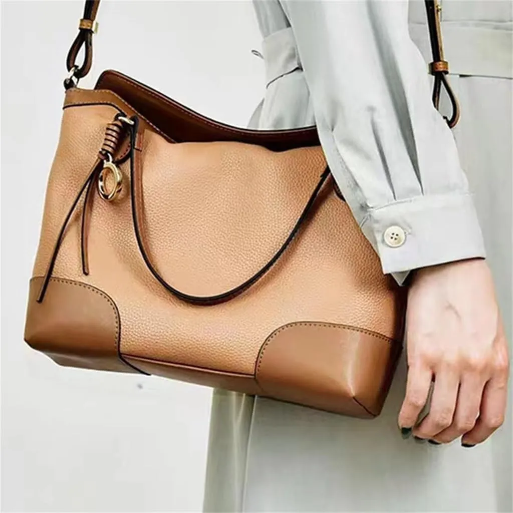 Large capacity women's tote bag collision color retro commuter single shoulder crossbody women's bag