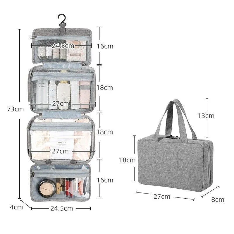 Large Hanging Hook Toiletry Bag Waterproof Travel Makeup Cosmetic Organizer Case
