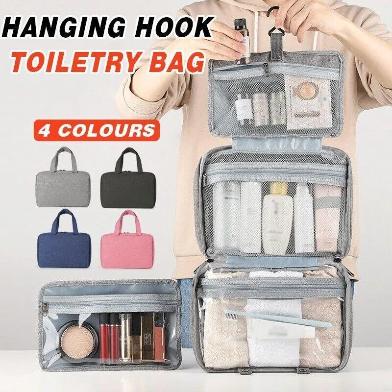 Large Hanging Hook Toiletry Bag Waterproof Travel Makeup Cosmetic Organizer Case