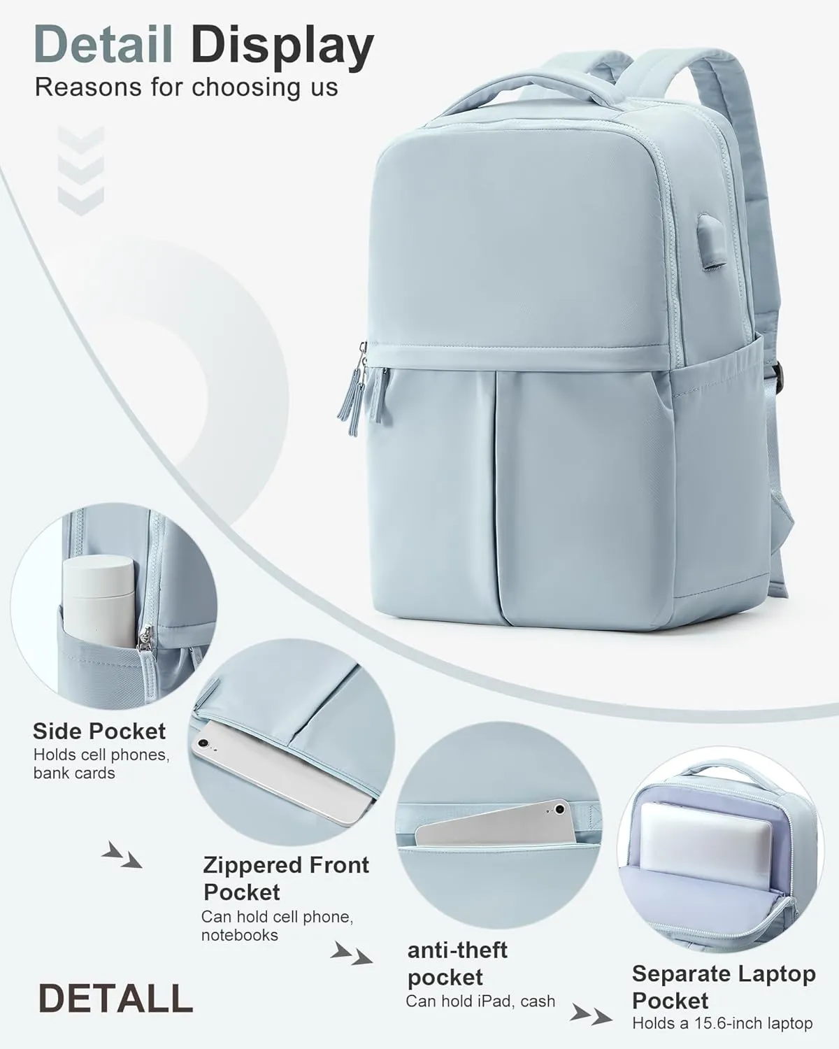 Large Travel Backpack For Women Laptop Backpack Carry On Backpack For Airplanes College Backpacks For Women Men Waterproof Gym Work Backpack For Travel Blue