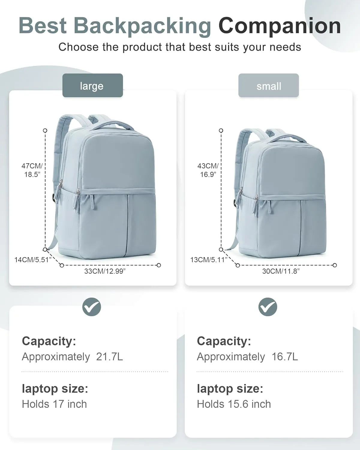 Large Travel Backpack For Women Laptop Backpack Carry On Backpack For Airplanes College Backpacks For Women Men Waterproof Gym Work Backpack For Travel Blue
