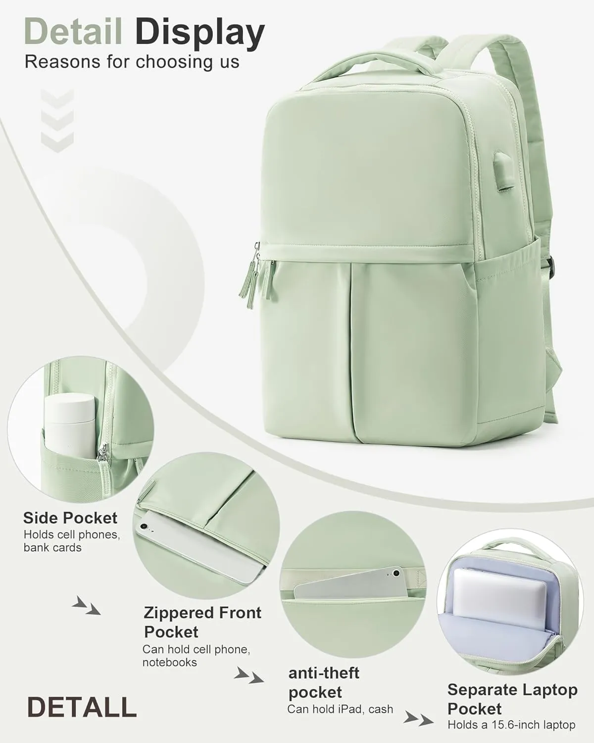 Large Travel Backpack For Women Laptop Backpack Carry On Backpack For Airplanes College Backpacks For Women Men Waterproof Gym Work Backpack For Travel Green