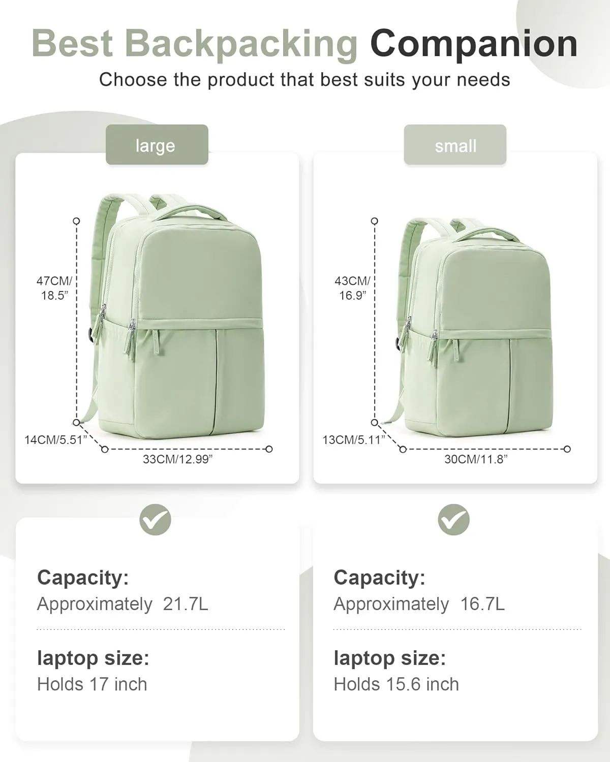 Large Travel Backpack For Women Laptop Backpack Carry On Backpack For Airplanes College Backpacks For Women Men Waterproof Gym Work Backpack For Travel Green