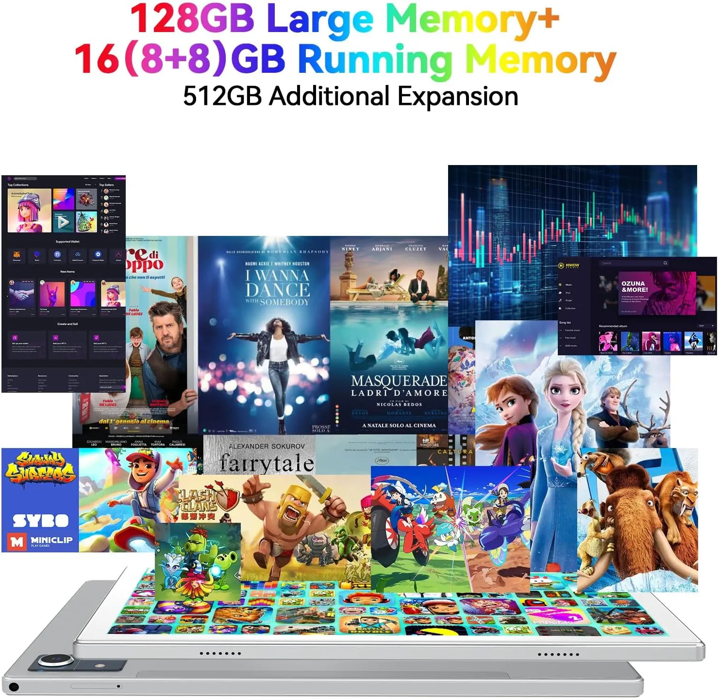 Latest Android 13 Tablet, Octa-Core Processor 128GB 16(8 8 Expand) GB, 10.1 inch Tablet with 8000mAh Battery, 1280x800 HD Screen, 5G WiFi, 21MP Camera, Tableta with Keyboard, Bluetooth, Mouse, Case