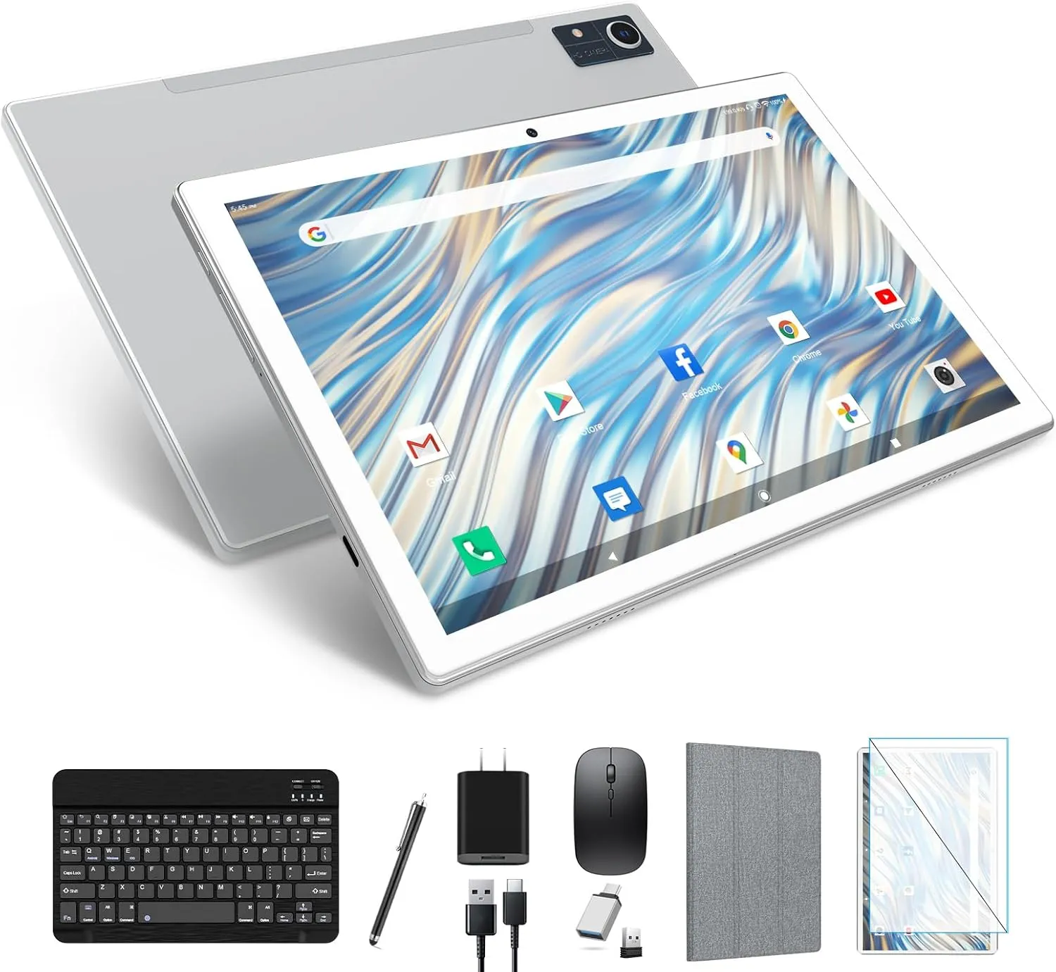 Latest Android 13 Tablet, Octa-Core Processor 128GB 16(8 8 Expand) GB, 10.1 inch Tablet with 8000mAh Battery, 1280x800 HD Screen, 5G WiFi, 21MP Camera, Tableta with Keyboard, Bluetooth, Mouse, Case