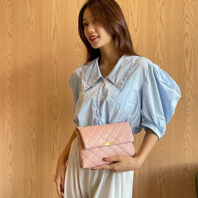 Lattice Women's Embroidered PU Leather Crossbody Phone Bag