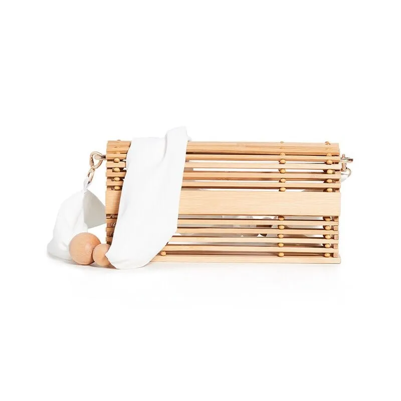 Lavina Bamboo Clutch with Fabric Straps