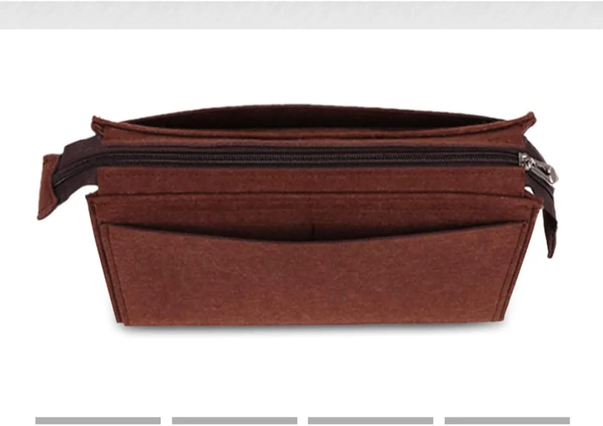 Lckaey Purse Organizer Insert for padlock series small and medium storage bag cosmetic bag lining2024brown-S