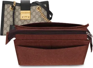 Lckaey Purse Organizer Insert for padlock series small and medium storage bag cosmetic bag lining2024brown-S