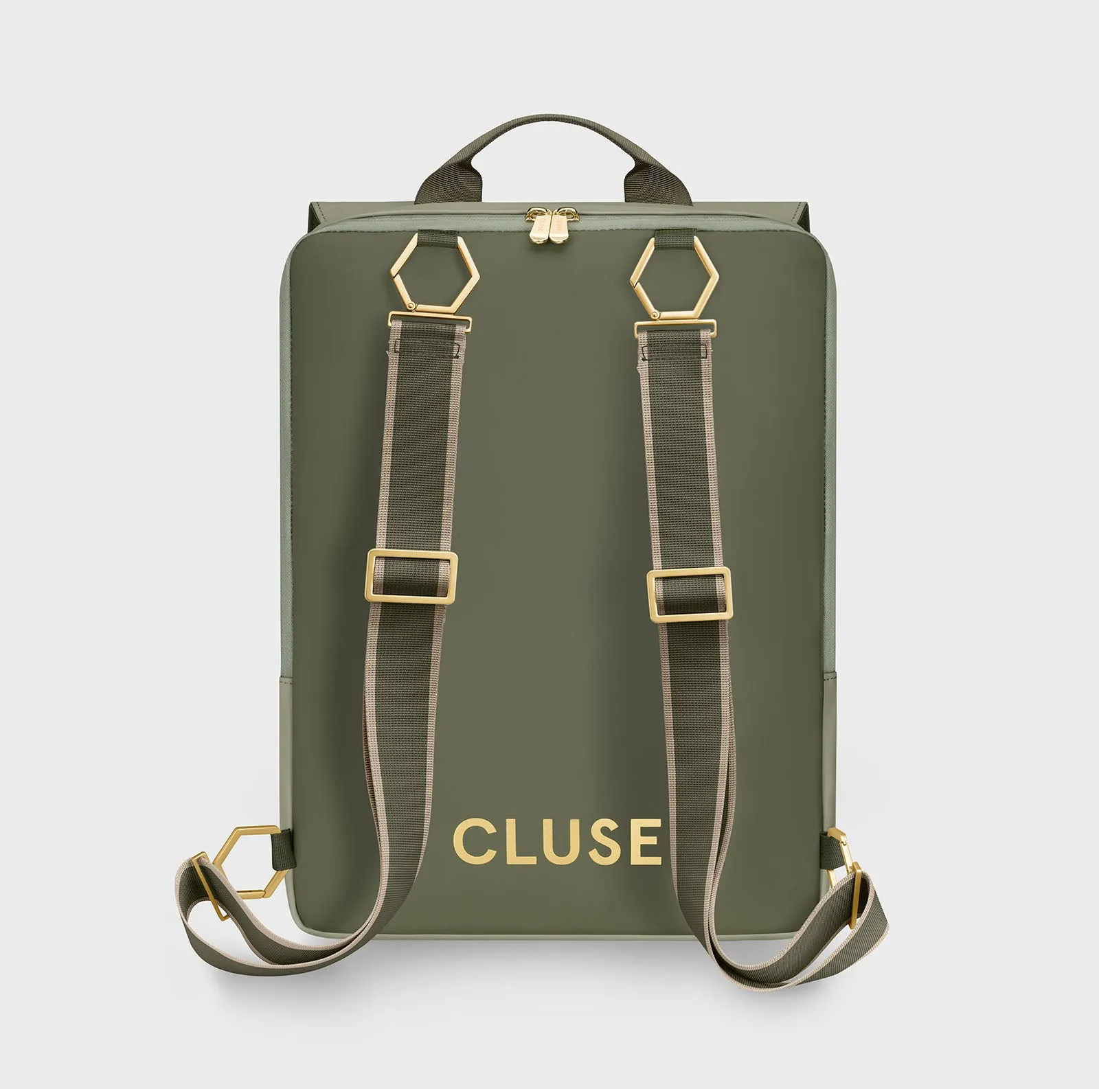 Le Réversible Straps, Striped Green Beige, Gold Colour