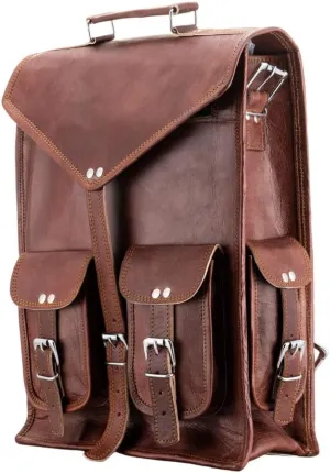 Leather Backpack for Men | Handmade Vintage Brown Bag | Leather Brown Convitible Backpack | Messenger Laptop Backpack for Men | Sling Handbag for Men & Women