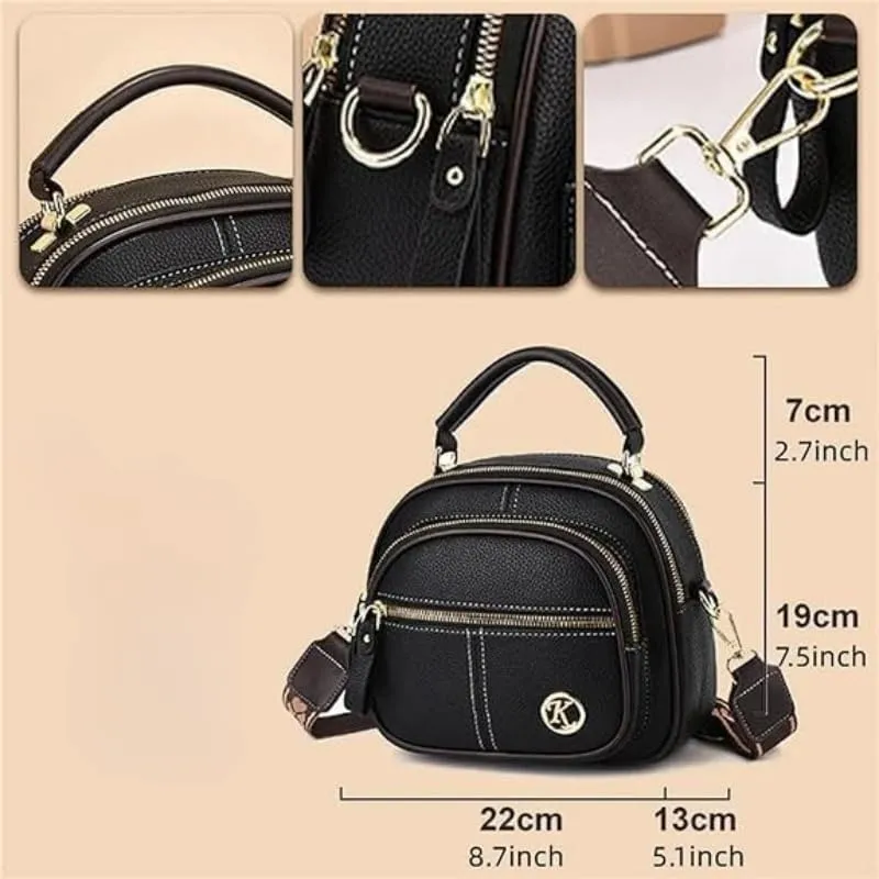 Leather Bag Multifunctional Women's Crossbody Sling Bag: Large Capacity Multi Compartment Design Travel Ready Shoulder Bag