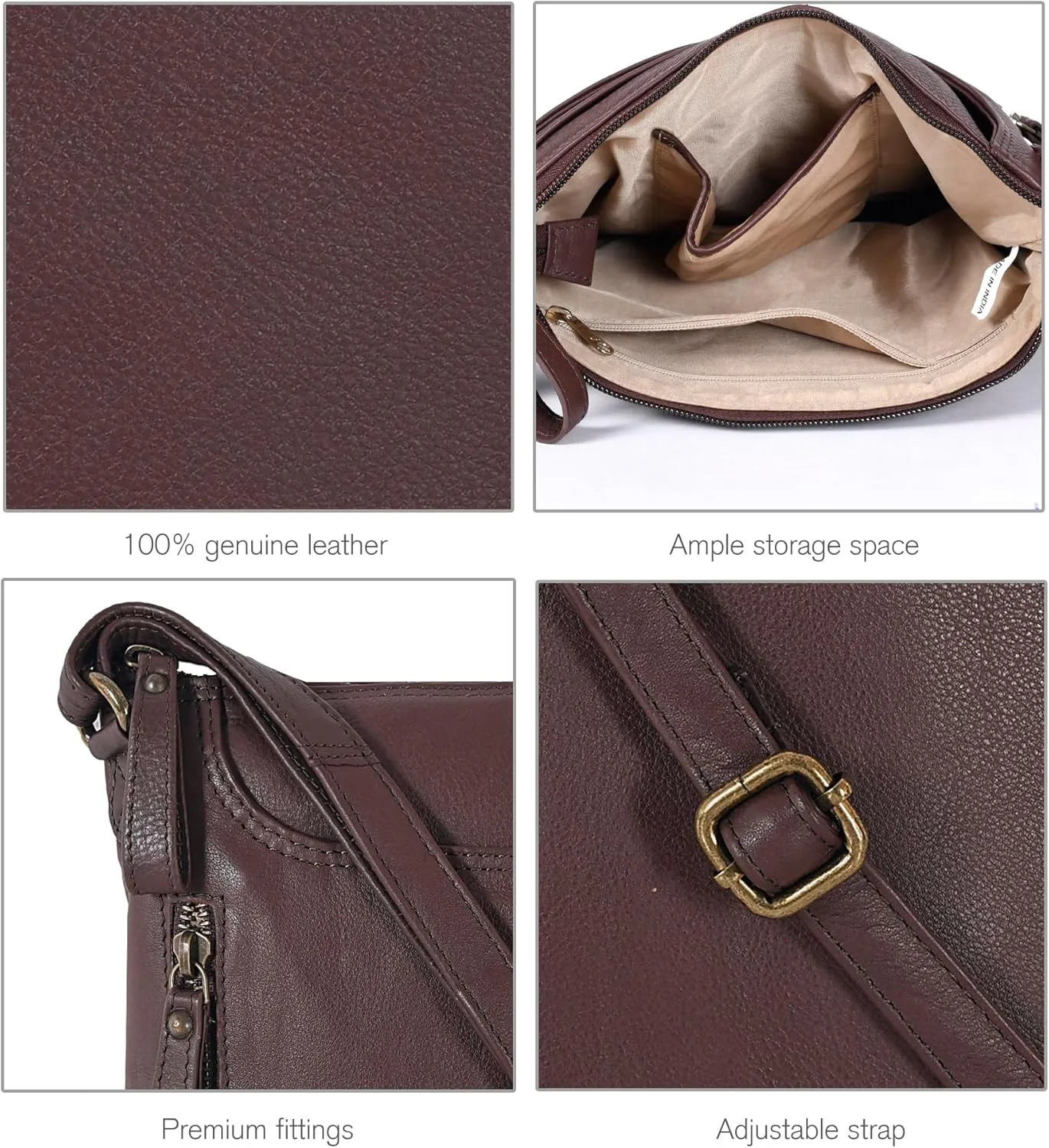 Leather Crossbody Bags for Women - Ladies Sling Handbags - Medium Cross body Purses Handbags - Purses For Women