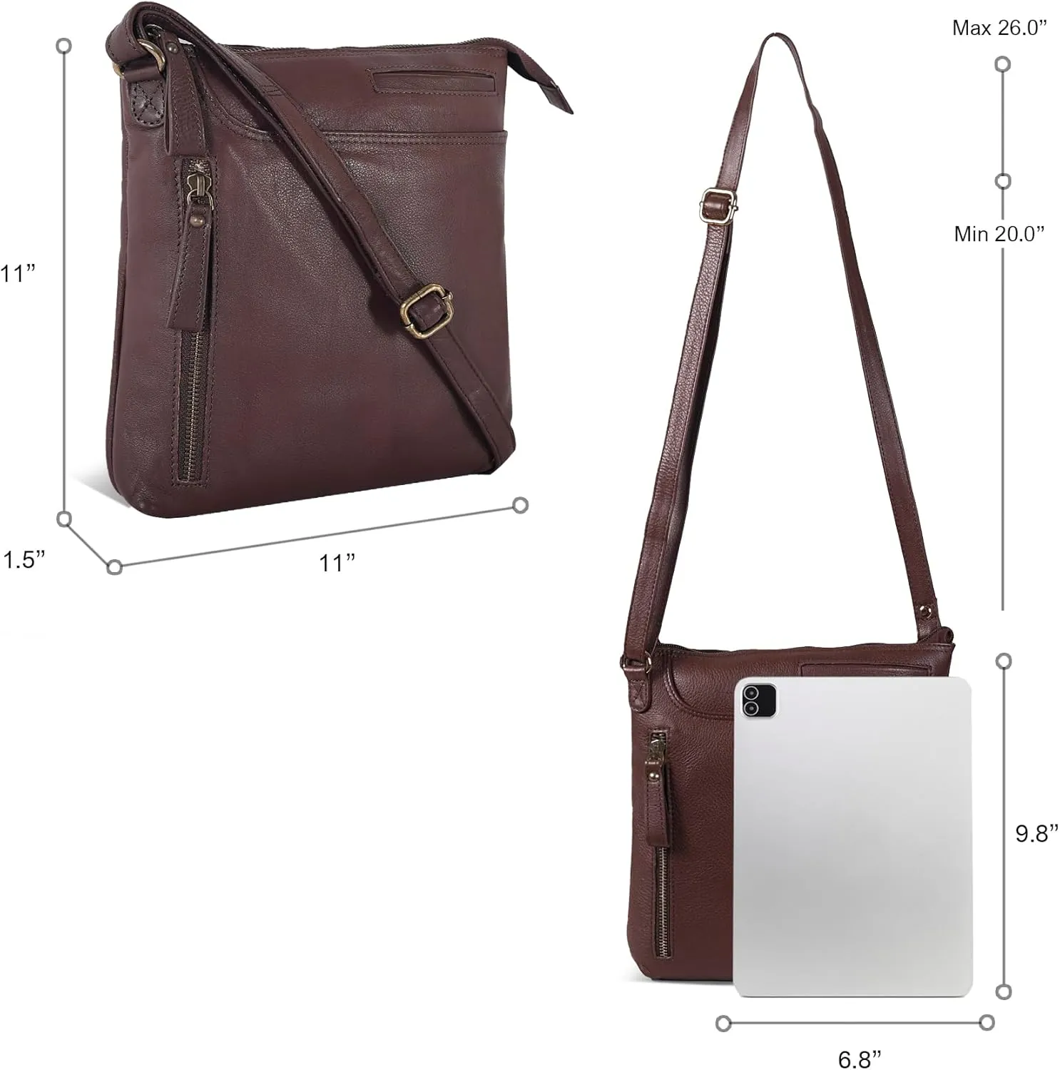 Leather Crossbody Bags for Women - Ladies Sling Handbags - Medium Cross body Purses Handbags - Purses For Women