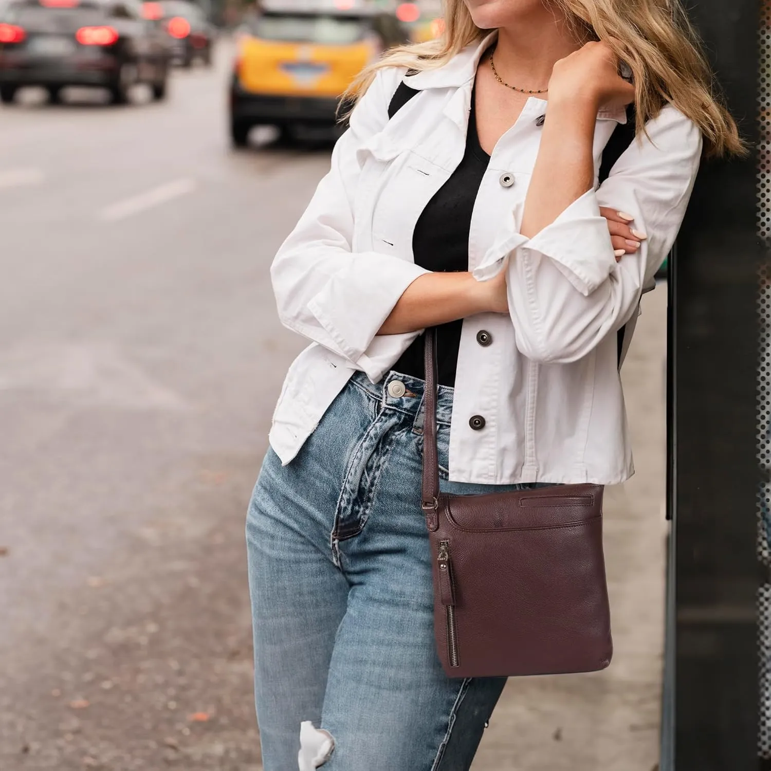 Leather Crossbody Bags for Women - Ladies Sling Handbags - Medium Cross body Purses Handbags - Purses For Women