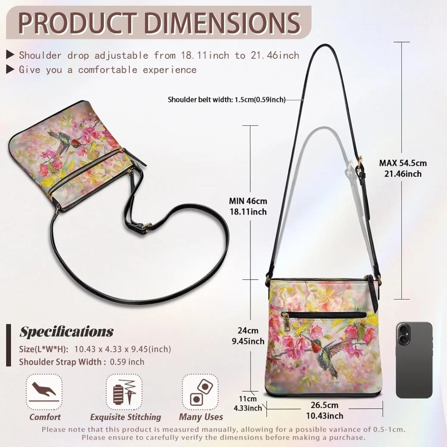 Leather Crossbody Bags for Women Travel Cell Phone Purse with Adjustable Strap Fashion Shoulder Handbag Wallet