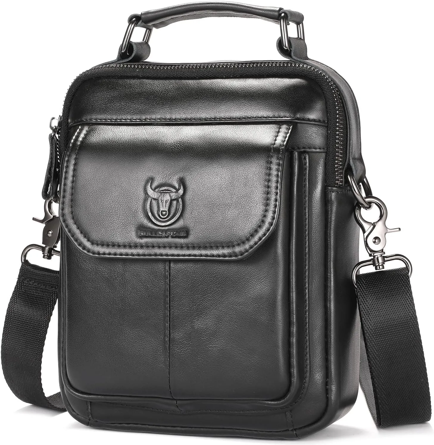 Leather Shoulder Bag for Men Casual Crossbody Bag Travel Vintage Messenger Bag Multi-function Handbag Satchel