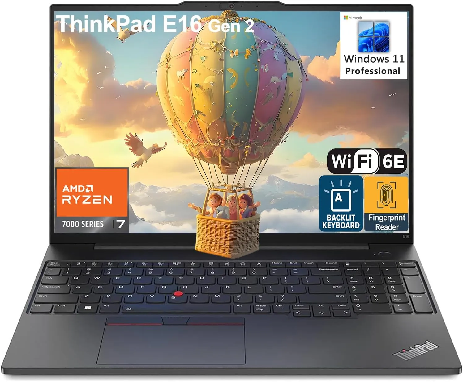 Lenovo ThinkPad E16 G2 Business Laptop Computer, 16" FHD , AMD 8-Core Ryzen 7 7735HS (Beat i7-1360P), 64GB DDR5, 1TB PCIe SSD, WiFi 6E, Fingerprint Reader, Backlit Keyboard, Windows 11 Pro, AZ-XUT