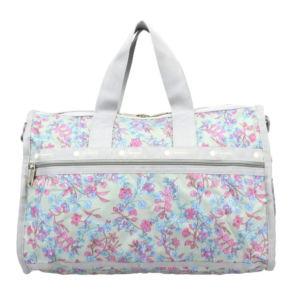 LeSportsac Laelia Mint Medium Weekender Crossbody Bag   Cosmetic Bag, Style 7184/Color F427, Celadon Mint Green Bag w Multi-color Laelia Orchids U1