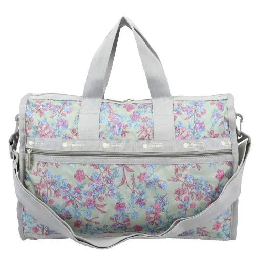 LeSportsac Laelia Mint Medium Weekender Crossbody Bag   Cosmetic Bag, Style 7184/Color F427, Celadon Mint Green Bag w Multi-color Laelia Orchids U1