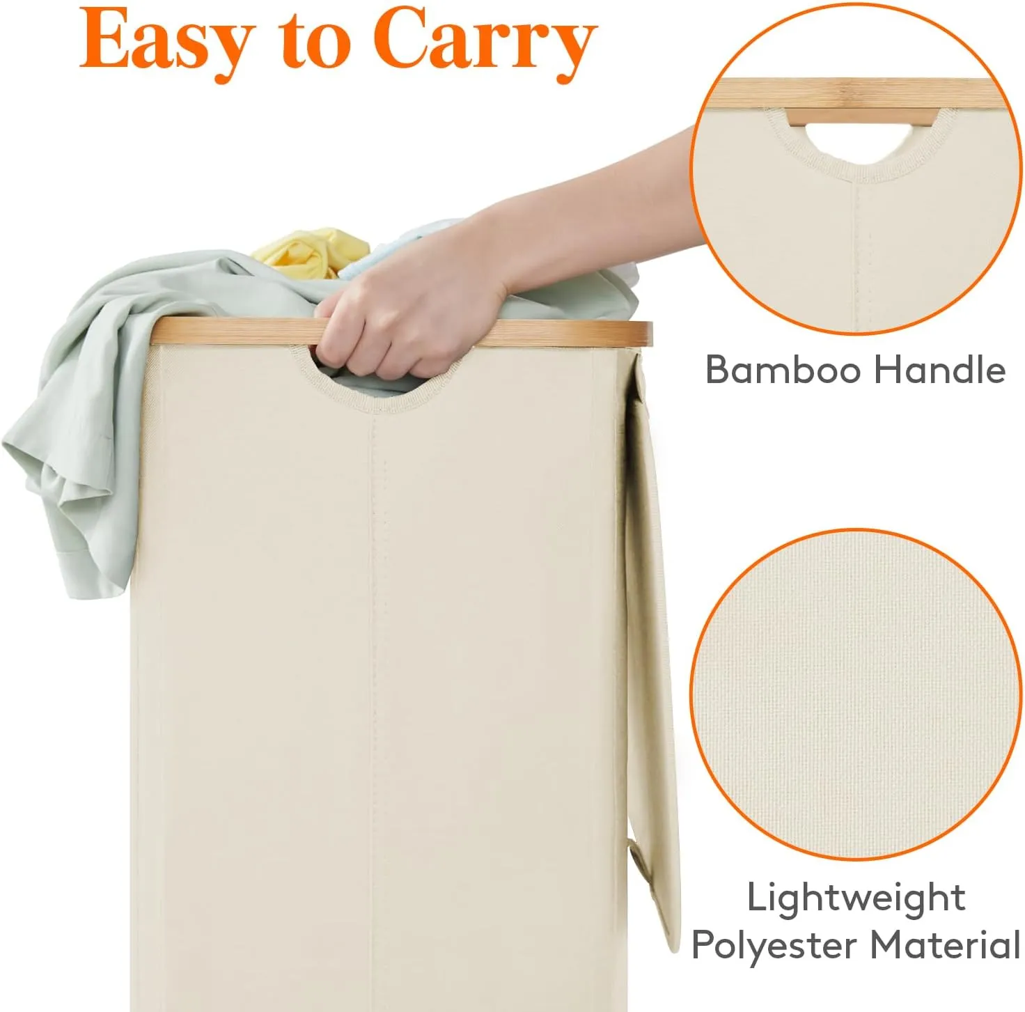 Lifewit 100L Laundry Basket with Lid, Clothes Hampers for Laundry with Bamboo Handles and A Removable Bag, Large Foldable Laundry Hamper for Bedroom, Bathroom, Dorm, Laundry Room, White