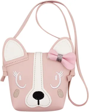 Little Girls Cute Dog Cat Small Crossbody Bag Bowknot Single Puppy Shoulder Bag Handbag Wallet