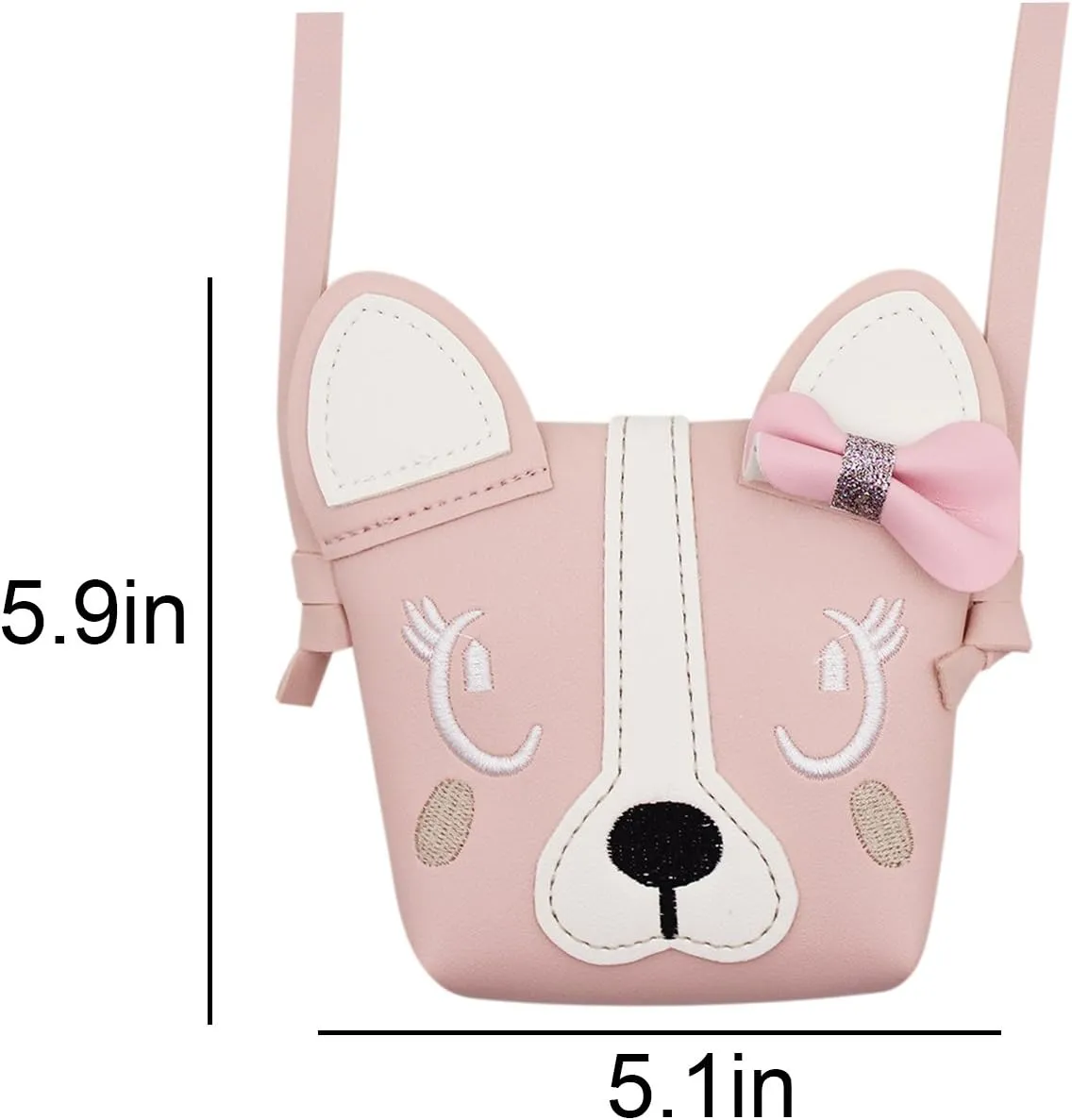 Little Girls Cute Dog Cat Small Crossbody Bag Bowknot Single Puppy Shoulder Bag Handbag Wallet