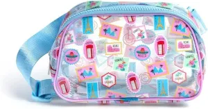 LIVING ROYAL Belt Bag - Fanny Pack, Crossbody Sling - 100% Polyester Microfiber with Adjustable Strap - 2 Interior Mesh Pockets, Key Loop, Back Zip Pocket (Clear Passport)