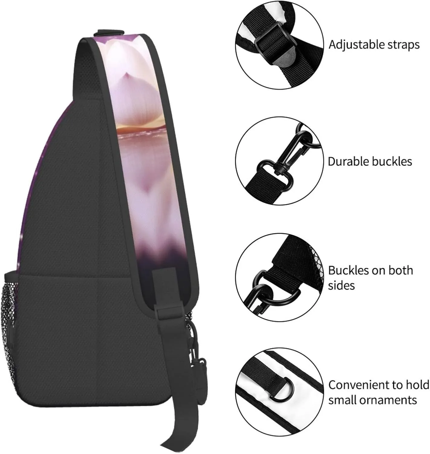 Lotus Flower Purple Print Men'S Casual Crossbody Chest Bag - A Versatile Accessory For Everyday Use And Short Trips
