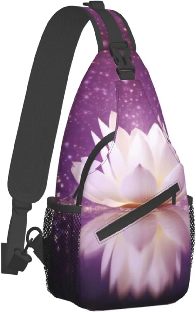 Lotus Flower Purple Print Men'S Casual Crossbody Chest Bag - A Versatile Accessory For Everyday Use And Short Trips