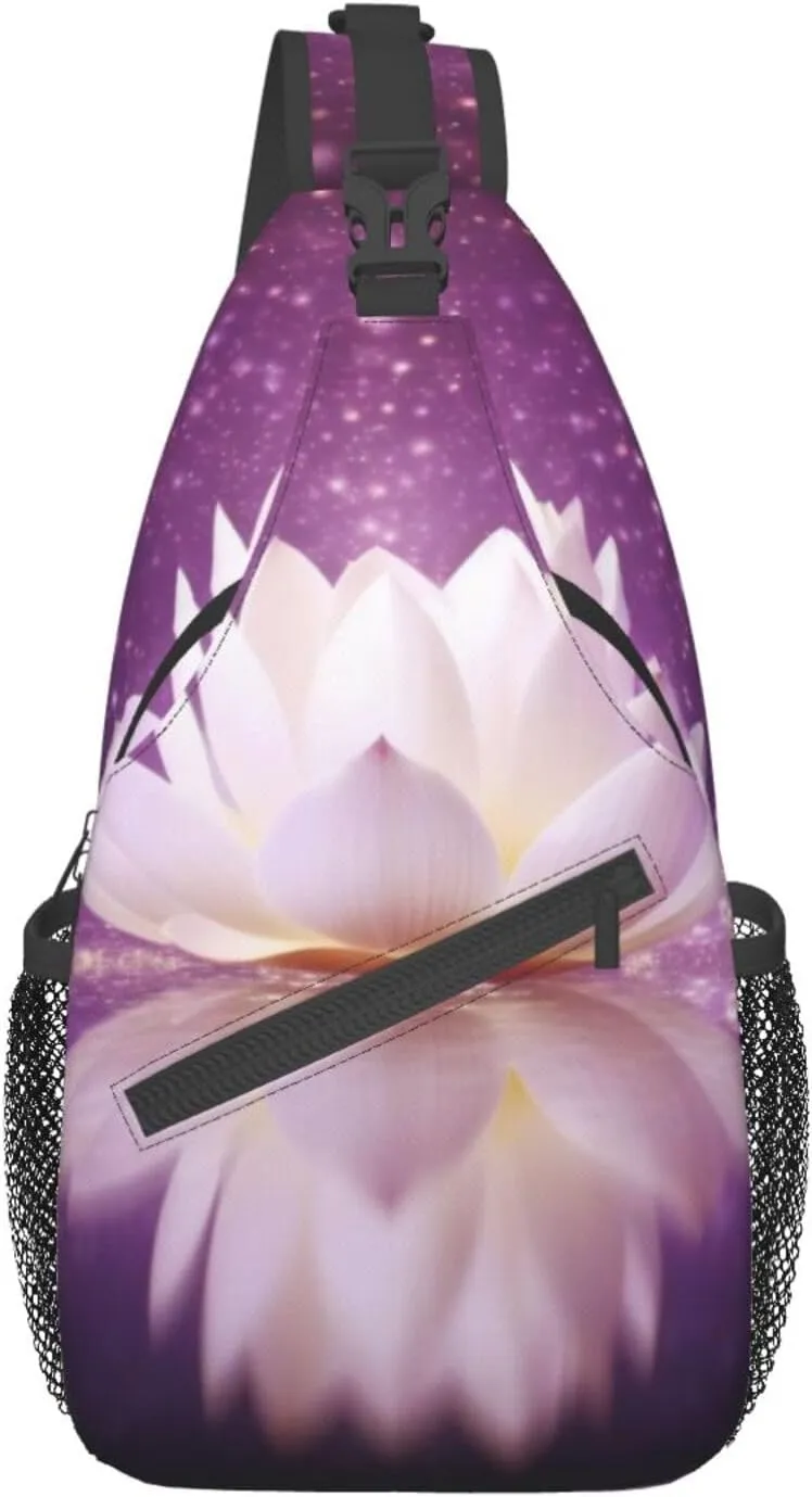 Lotus Flower Purple Print Men'S Casual Crossbody Chest Bag - A Versatile Accessory For Everyday Use And Short Trips