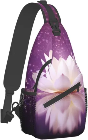 Lotus Flower Purple Print Men'S Casual Crossbody Chest Bag - A Versatile Accessory For Everyday Use And Short Trips