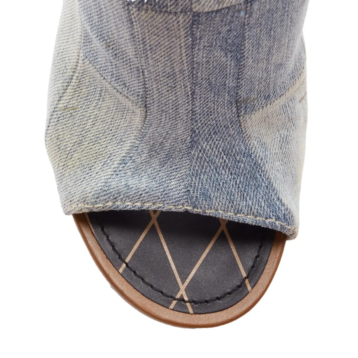 Louis Vuitton LV flower heel denim patchwork mules