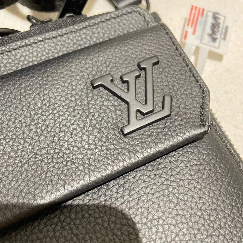 LOUIS VUITTON LV Phone Bag Crossbody Black Leather