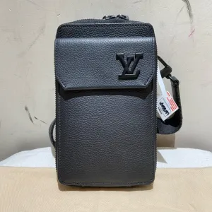 LOUIS VUITTON LV Phone Bag Crossbody Black Leather