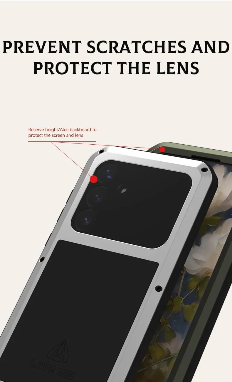 LOVE MEI for Samsung Galaxy S25 /S25 Plus Case,Outdoor Sports Military Heavy Duty Metal Shockproof Dustproof Full Body Case with Built in Tempered Glass Screen Protector (Silver, S25 )