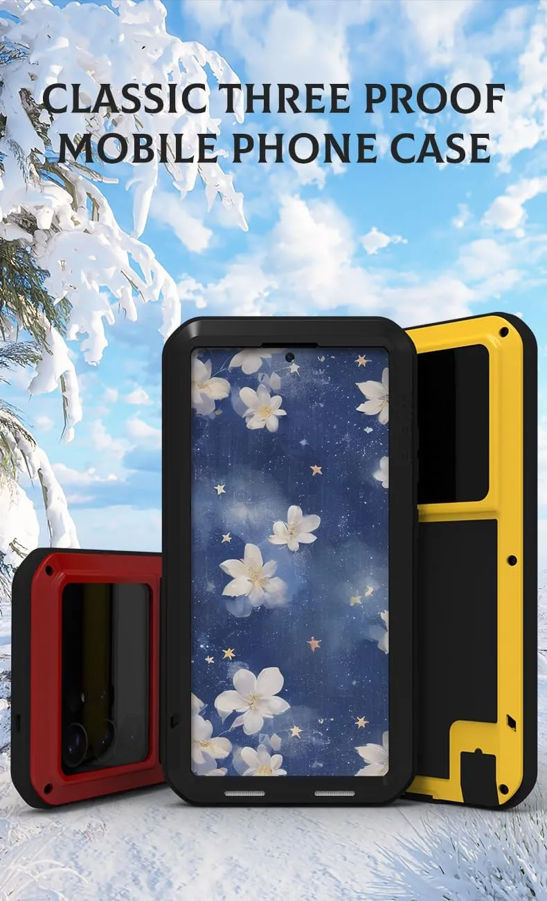LOVE MEI for Samsung Galaxy S25 Ultra Case,Outdoor Sports Military Heavy Duty Metal Shockproof Dustproof Full Body Case with Built in Tempered Glass Screen Protector (White, S25 Ultra)