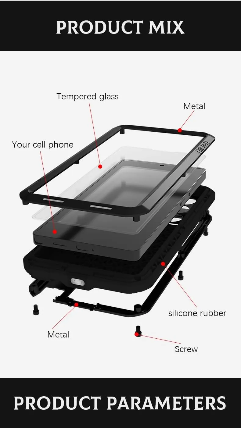 LOVE MEI for Samsung Galaxy S25 Ultra Case,Outdoor Sports Military Heavy Duty Metal Shockproof Dustproof Full Body Case with Built in Tempered Glass Screen Protector (White, S25 Ultra)