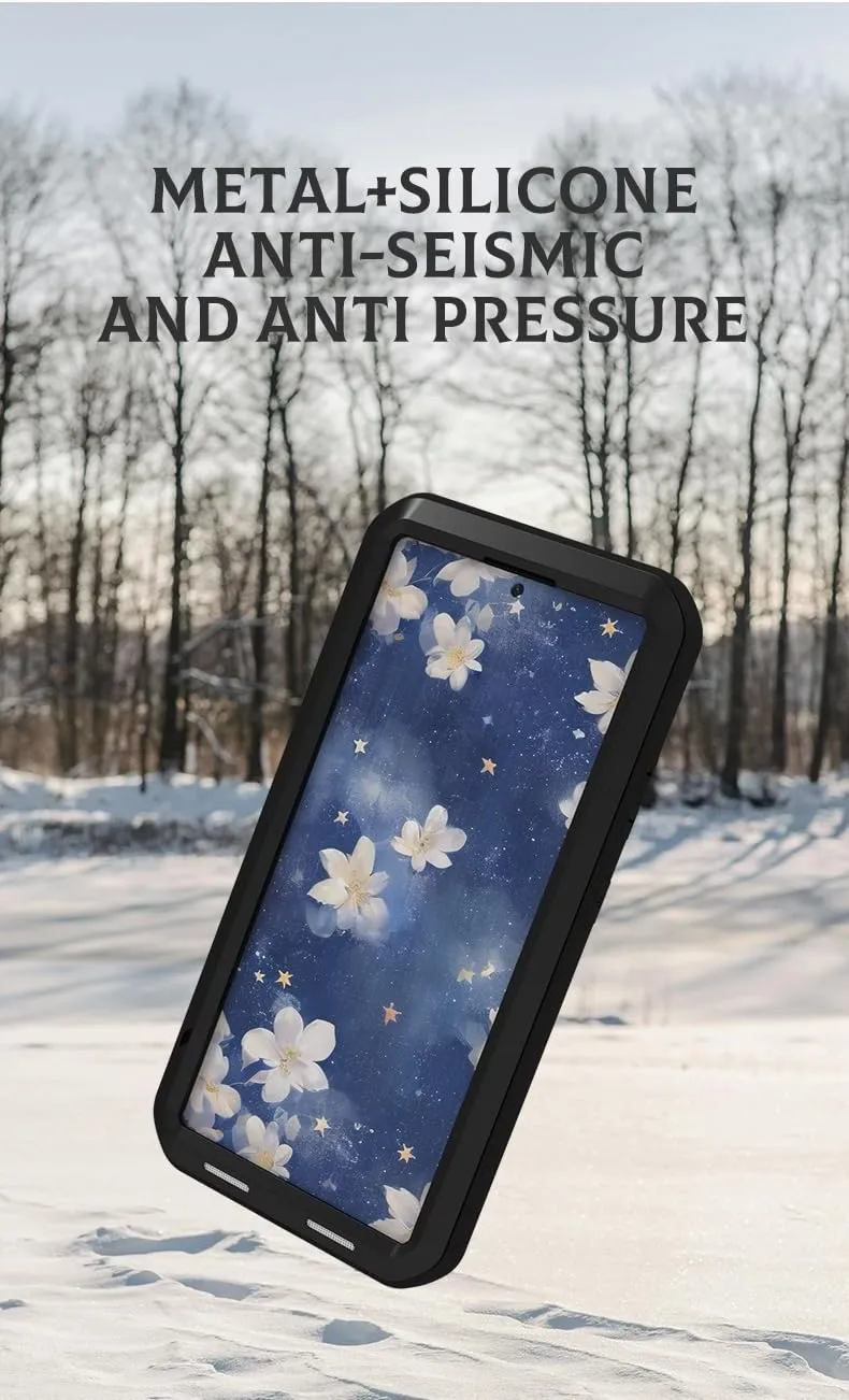 LOVE MEI for Samsung Galaxy S25 Ultra Case,Outdoor Sports Military Heavy Duty Metal Shockproof Dustproof Full Body Case with Built in Tempered Glass Screen Protector (White, S25 Ultra)
